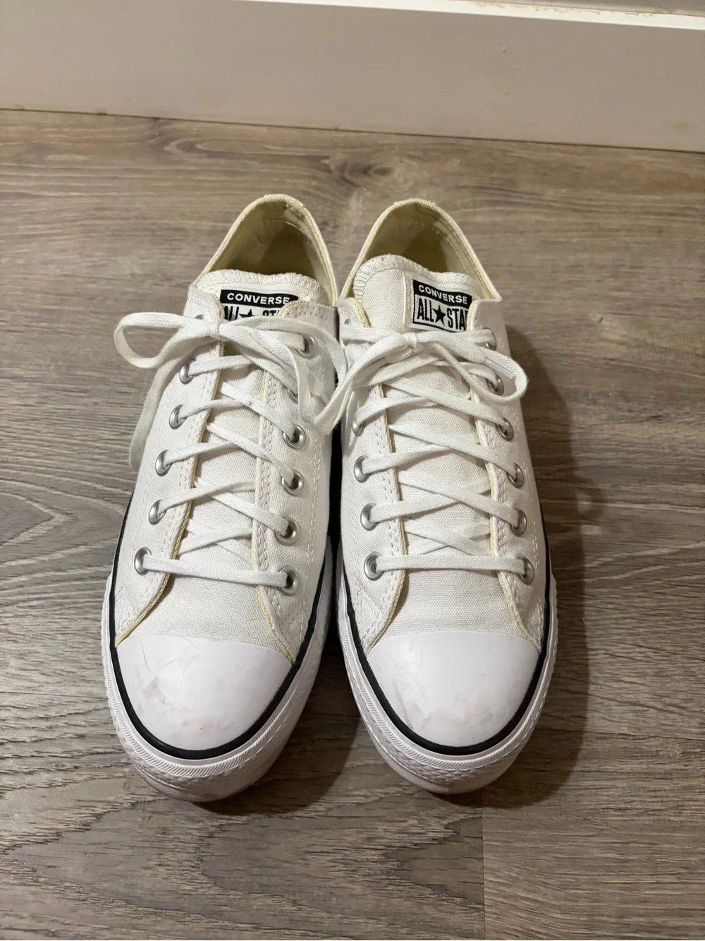 Women’s White Converse Platform Low Top Sneakers